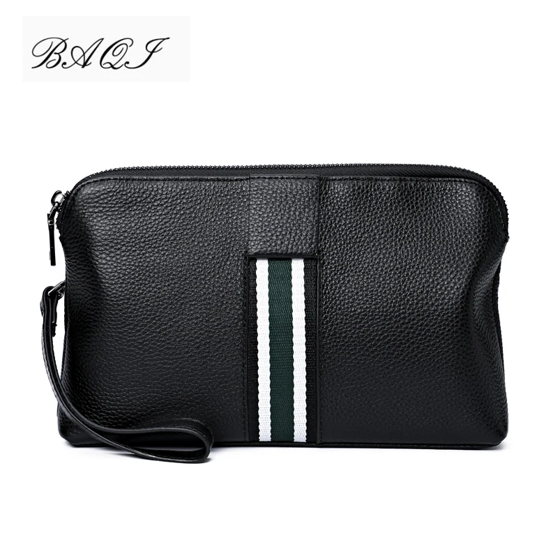 BAQI Brand Men Handbags Men Wallets Clutch Bag High Quality Genuine Leather Cowhide 2019 Fashion Ipad Bag Men Card Holder Casual