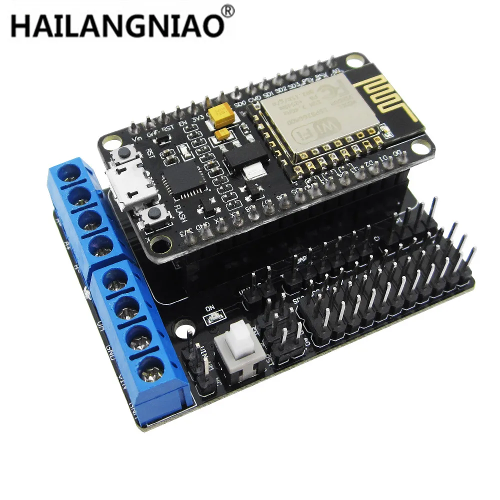 

Комплект разработки NodeMCU + Защитный двигатель esp wifi esp8266 esp-12e esp 12e комплект diy rc игрушечный пульт дистанционного управления Lua IoT smart car