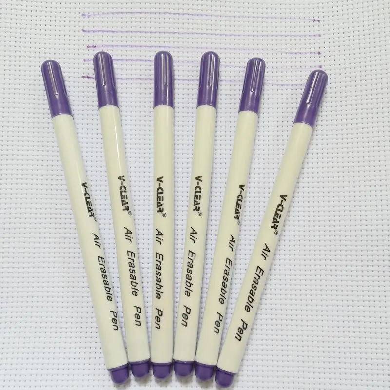 Purple VCLEAR, 6 шт., фиолетовая, воздушная стираемая ручка, маркер для краски ткани, Chaco Ace, ручка для стираемой ткани, ручка для швейных инструментов, маркер для мела на заказ - Цвет: Purple