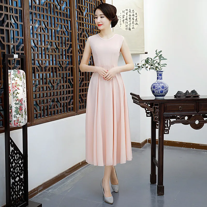 Новое традиционное платье Ао Дай из Вьетнама длинное Ципао хлопковое шифоновое