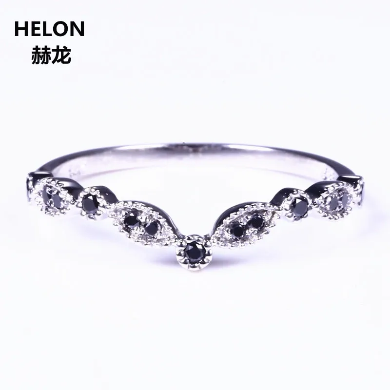 Женское кольцо с натуральными черными бриллиантами обручальное на годовщину