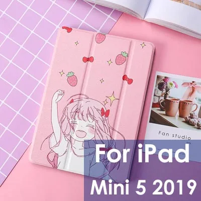 Чехол для fundas iPad mini 5/Air 3, милый мультяшный чехол из искусственной кожи для девочек, для iPad 9,7 Air 1/2 Mini 1 2 3, Магнитный умный чехол - Цвет: For IPad mini 5 2019
