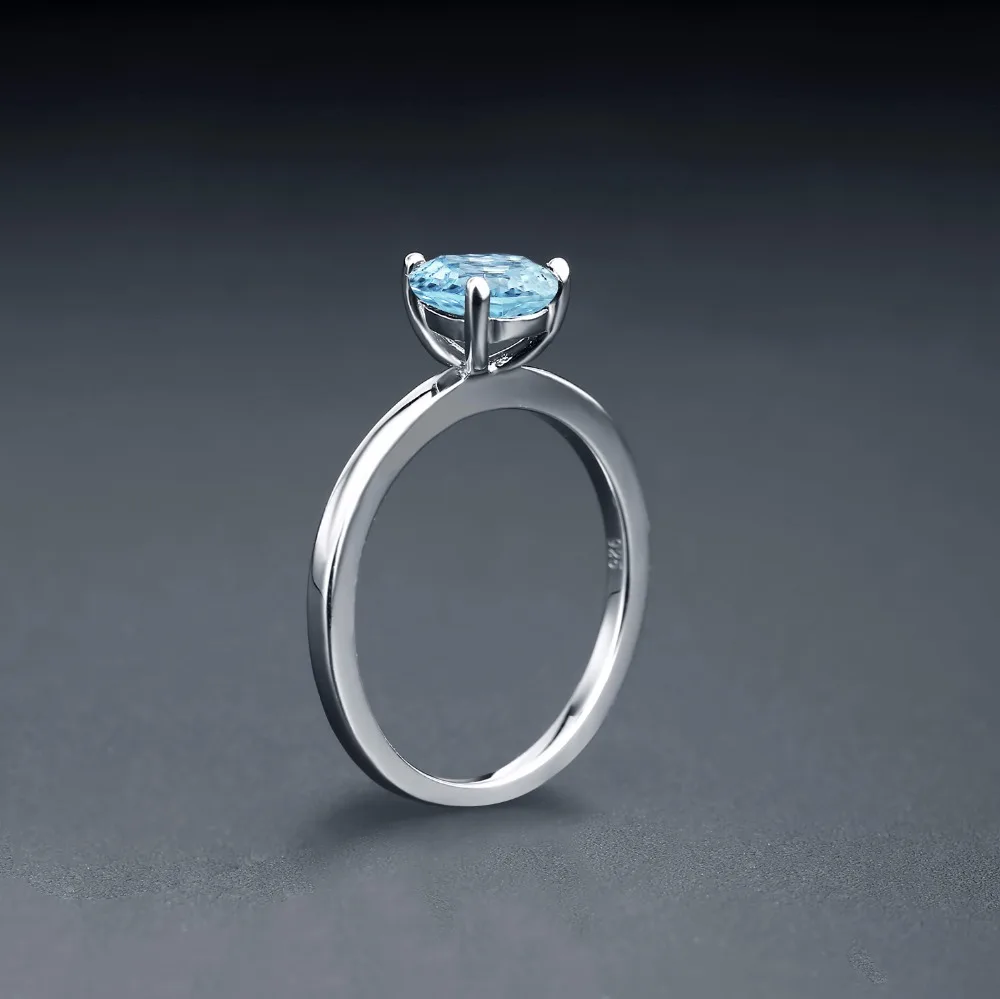 Gem's Ballet 1.31Ct натуральный Небесно-Голубой топаз драгоценный камень кольцо 925 пробы серебро Классический Груша Solitaire кольца для женщин хорошее ювелирное изделие