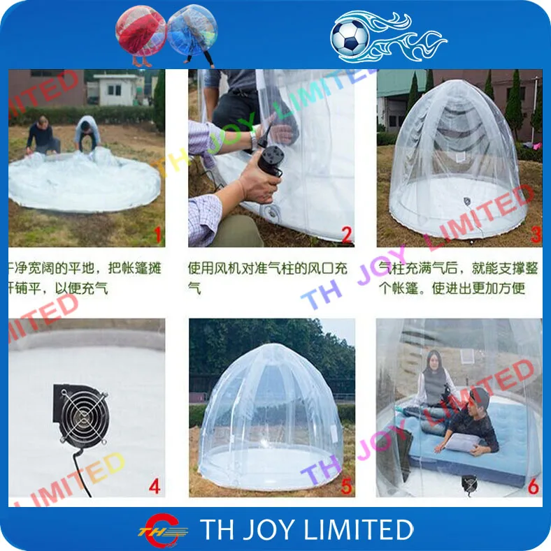 Прозрачная надувная палатка для кемпинга прозрачная диаметр 2 м/6 6 футов или 30/10 |