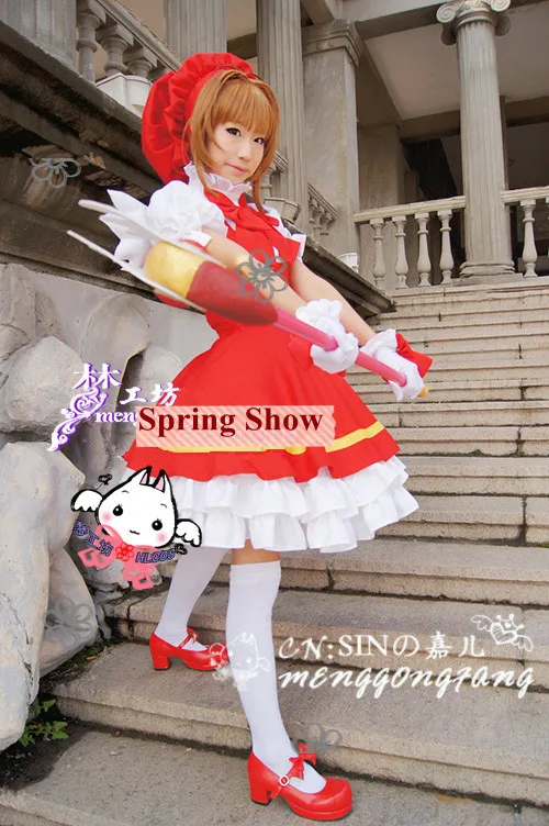 Красное платье для косплея Cardcaptor Sakura Heroine KINOMOTO SAKURA |