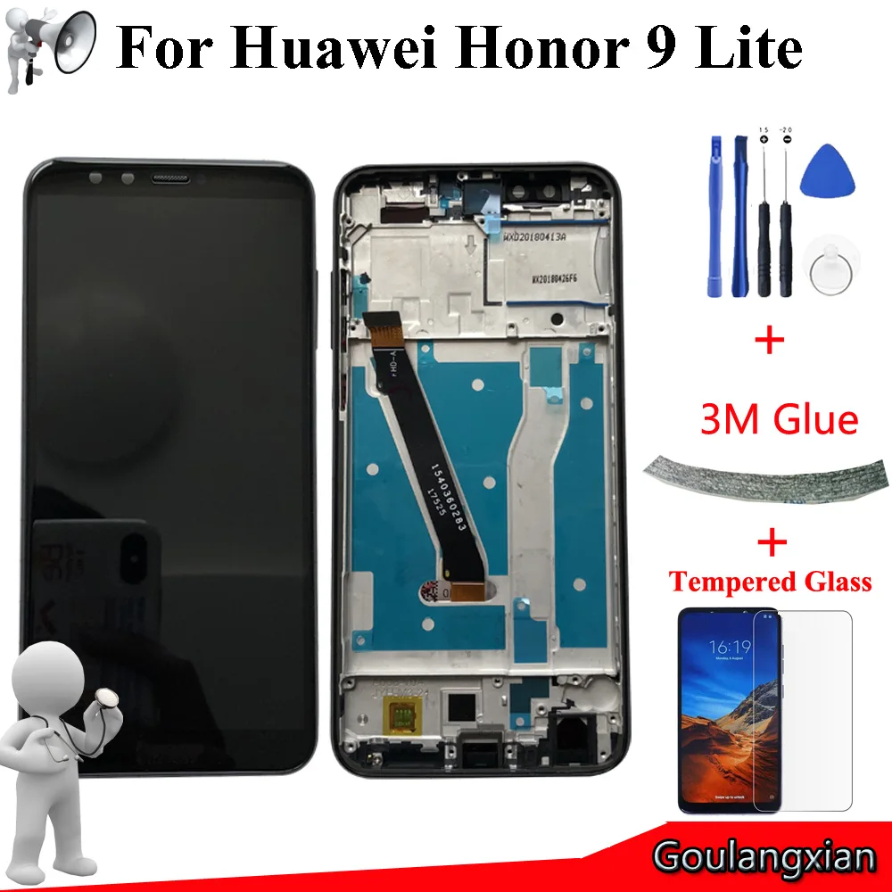 

ЖК-дисплей с рамкой для Huawei Honor 9 Lite / Honor 9 Youth Edition, дисплей с сенсорным экраном и дигитайзером в сборе, качество AAA, замена