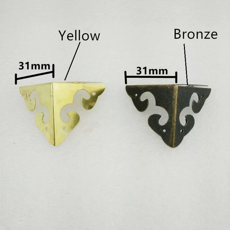 

1PC Chinese Iron Cover Case Box Corners Furniture Decor Triangle Flower Side,Wooden Box Corner,Bronze Yellow Color,31mm