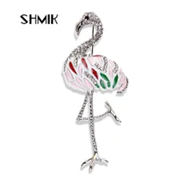 luxury crystal vintage red crowned crane brooches for women large bird brooch pin fashion dress coat cute jewelry