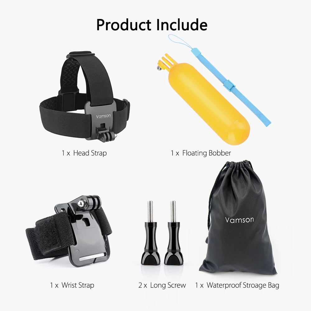 Vamson для Gopro Hero 5 4 3 комплект аксессуаров головной ремень для Xiaomi Yi 4 K головной ремень Плавающий поплавок для SJCAM VS45