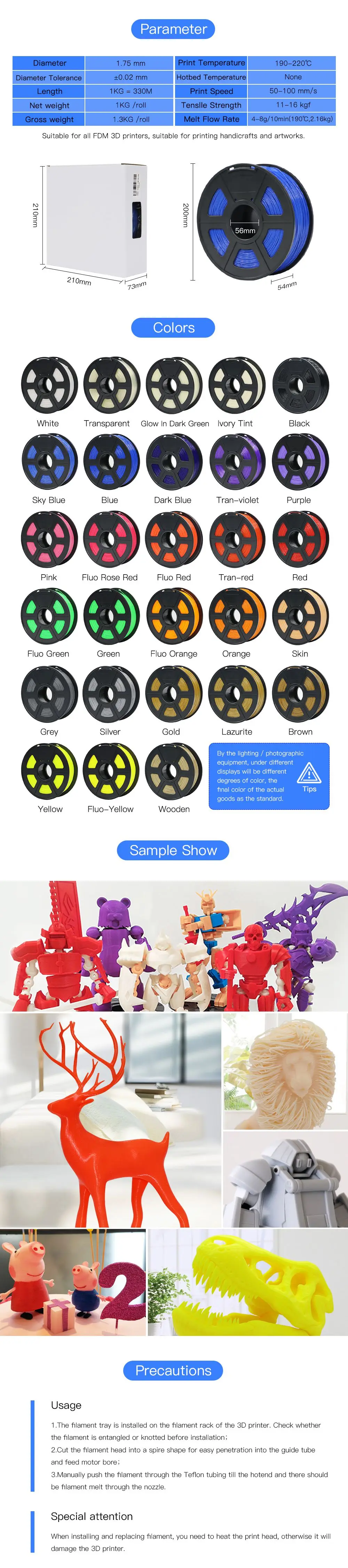 ANYCUBIC PLA Филамент 1,75 мм пластик для 3d принтера 1 кг/рулон 28 цветов дополнительные резиновые расходные материалы материал для печати