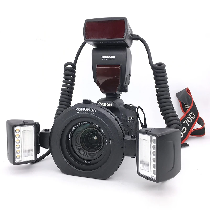 Yongnuo YN24EX YN-24EX E ttl Твин Lite Макросъемка Speedlite для камер Canon с двойной 2 шт головкой+ 4 шт переходных кольца