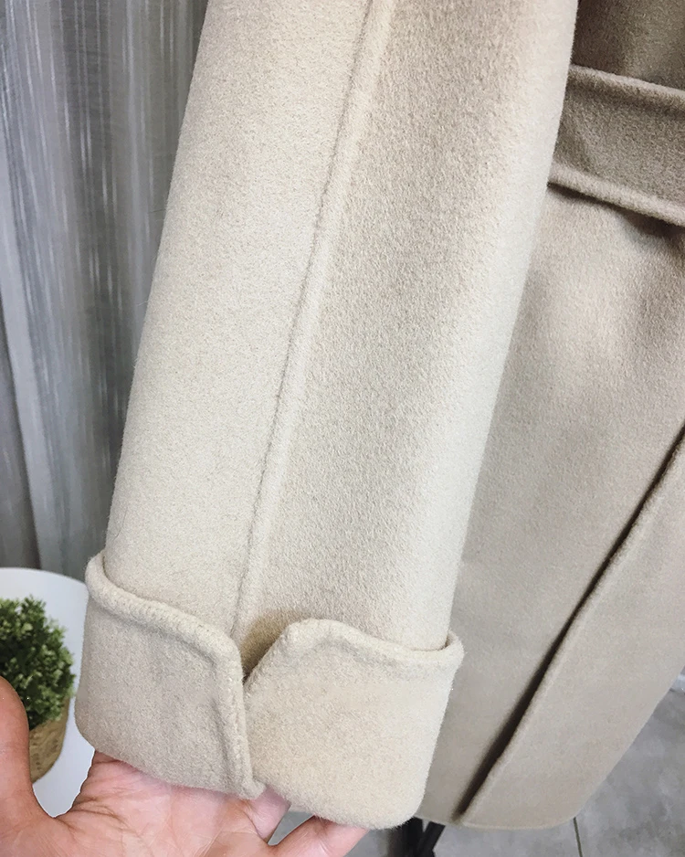 OFTBUY пальто с натуральным мехом, зимняя женская куртка, воротник из натурального Лисьего меха, кашемировая шерсть, Длинная Верхняя одежда с поясом, женская уличная одежда