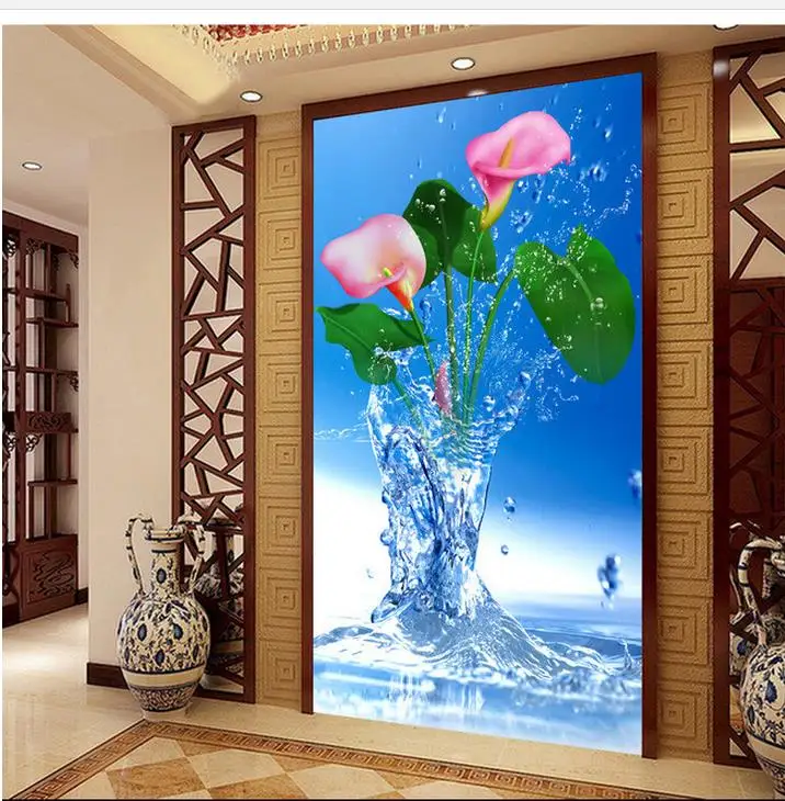 Украшение дома обои для гостиной Лилии вход проход фон современной обои|decor