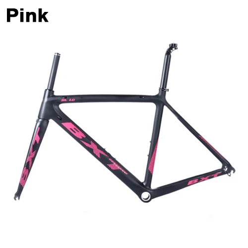 pink logo matte Сверхлегкая рама для шоссейного велосипеда, карбоновая рама Di2, механическая рама для гонок, карбоновая рама+ вилка+ подседельный штырь+ гарнитура - Цвет: pink logo matte