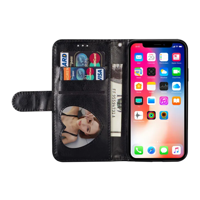 Кожаный чехол-кошелек на молнии для iPhone X Xr Xs Max 8 7 Plus мягкий Блестящий блестящий