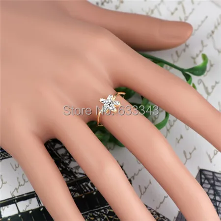 Free Shipping 8*6mm Personable Women's Starfish-Pattern Wavy Metal With Artificial Diamond Ring 6# Gold (1Pc) 24109# | Украшения и