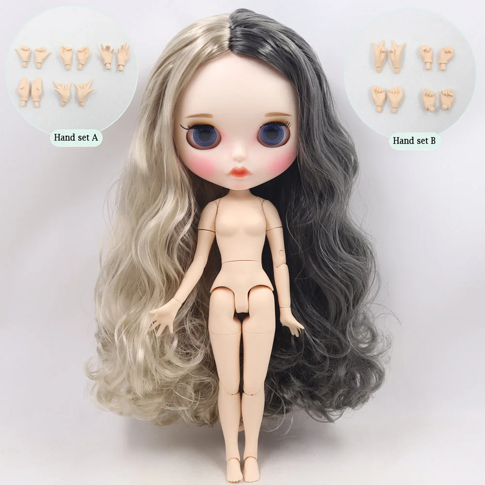 Ледяной обнаженный Blyth кукла No. BL8800/9016 Серебряный микс серые волосы резные губы матовые индивидуальные лица соединение тела 1/6 bjd - Цвет: like the picture