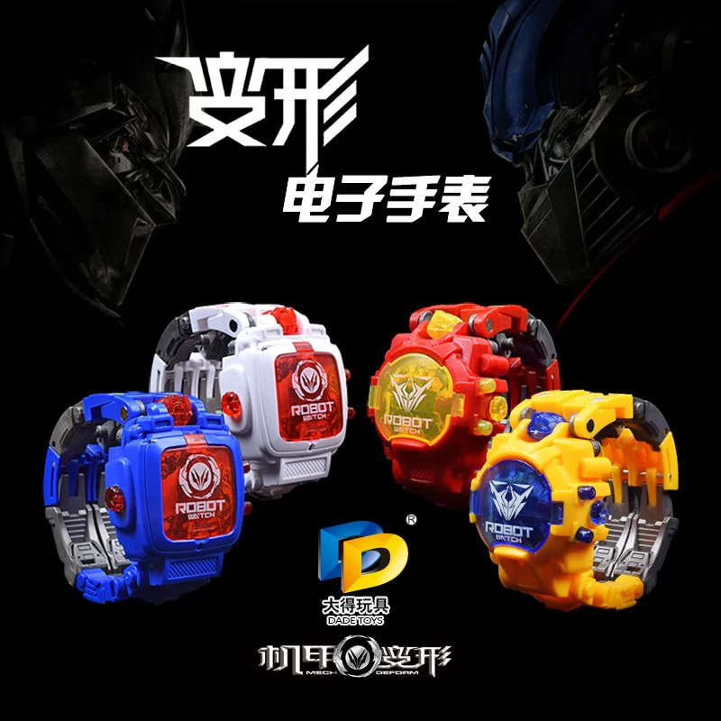 Горячая трансформация часы робот игрушки Дети Детские наручные DIY образование