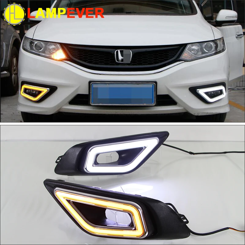 Автомобиль DRL комплект для Honda jade 2013 светодиодные дневные Бег свет бар сигнал поворота туман авто лампы дневного света водить автомобиль drl12v