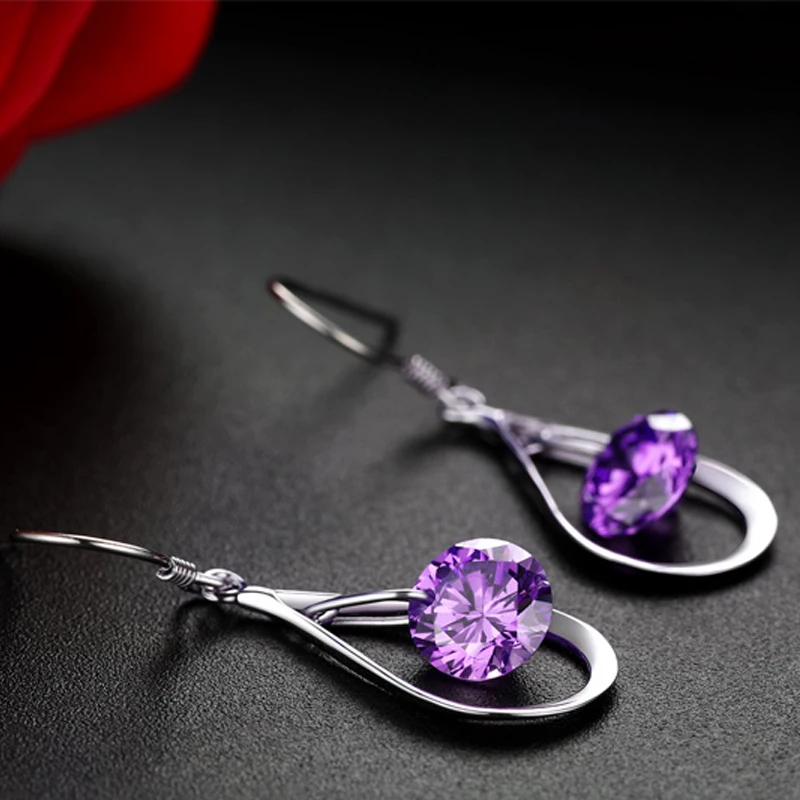 Серьги женские из серебра 925 пробы с натуральным австрийским кристаллом|jewelry