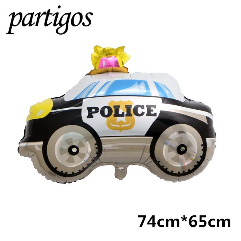 police car DIY Мультяшные автомобильные воздушные шары пожарная машина поезд фольгированный шар скорая помощь гелиевые шары Детские подарки День Рождения Декор детские игрушки - Цвет: police car