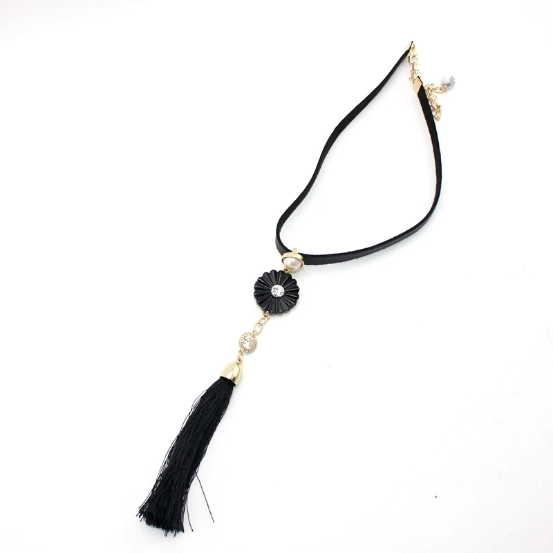 Короткие черные жемчужные бусы из искусственной кожи ожерелье-чокер с черным