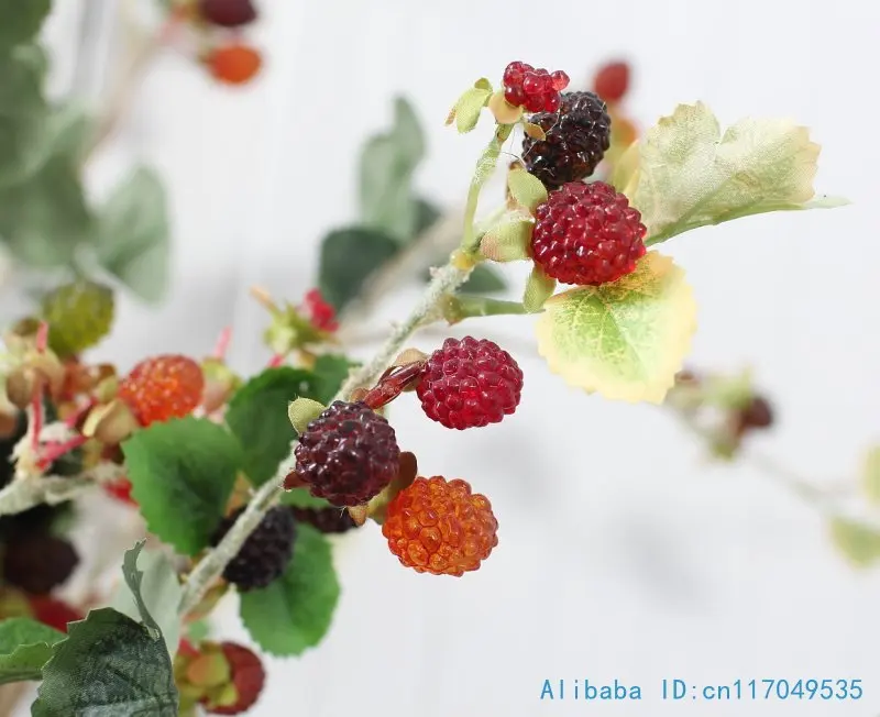 1 шт. Искусственные пластиковые красочные Буш ягоды ветки зеленые листья