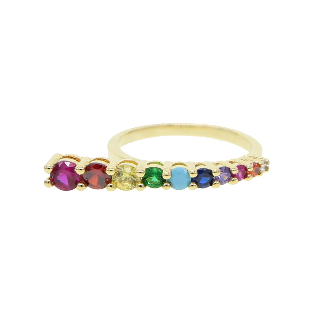 Красочные CZ барные кольца для ls женщин радужные нежные ювелирные изделия Золотые