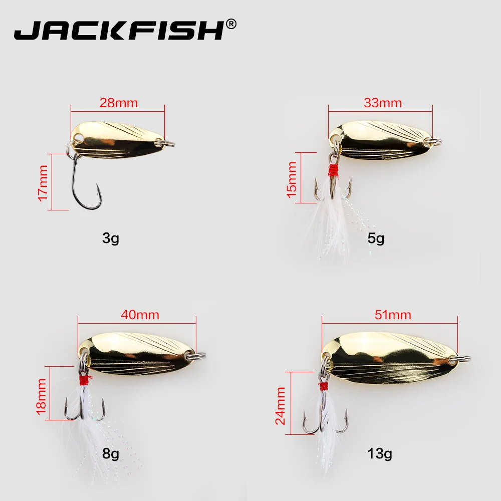 JACKFISH металлическая блесна в виде ложки серебристая/Золотистая приманка 3 13 г