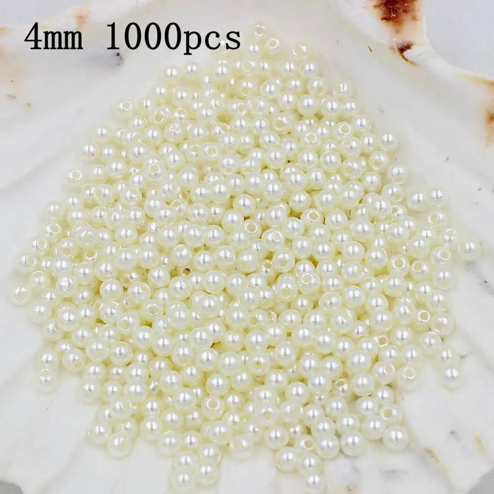 Ivory 4mm 1000pcs 3/4/6/8/10/12/14/16/18/20 мм дешевый круглый искусственный жемчуг бусы ручной работы DIY браслет ювелирные изделия Аксессуары для изготовления - Цвет: Ivory 4mm 1000pcs