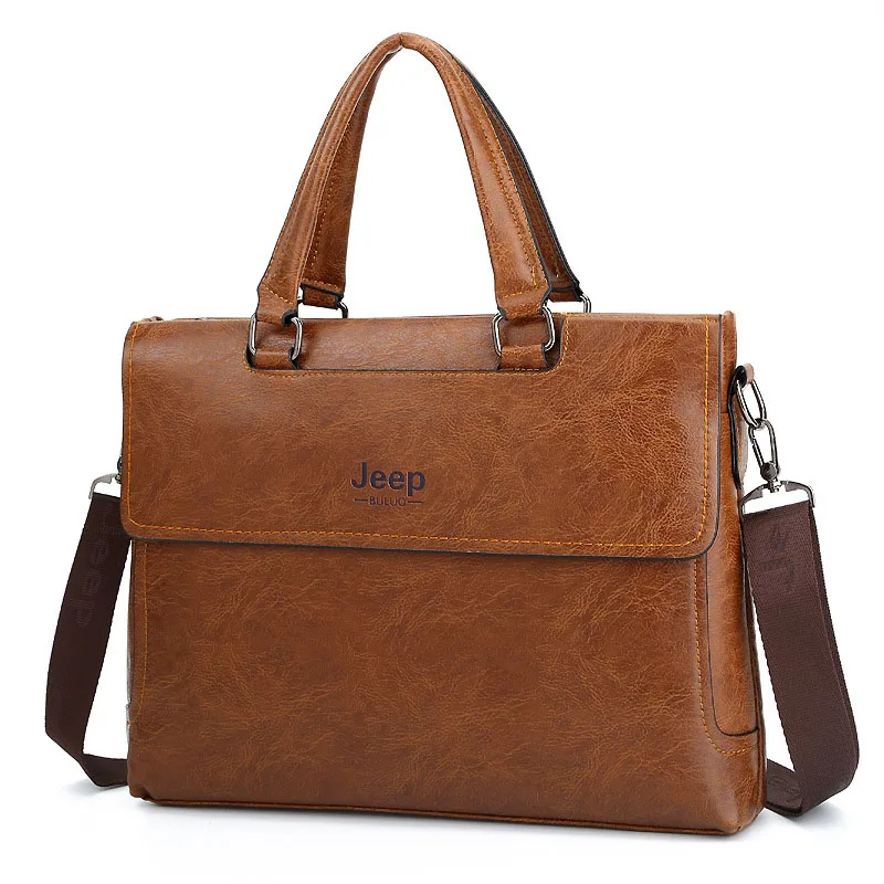 Khaki Модные компьютерные сумки, кожаный мужской портфель, кожа 15,6 дюймов, сумка для ноутбука, мужская деловая сумка через плечо, сумка на плечо для мужчин - Цвет: Khaki