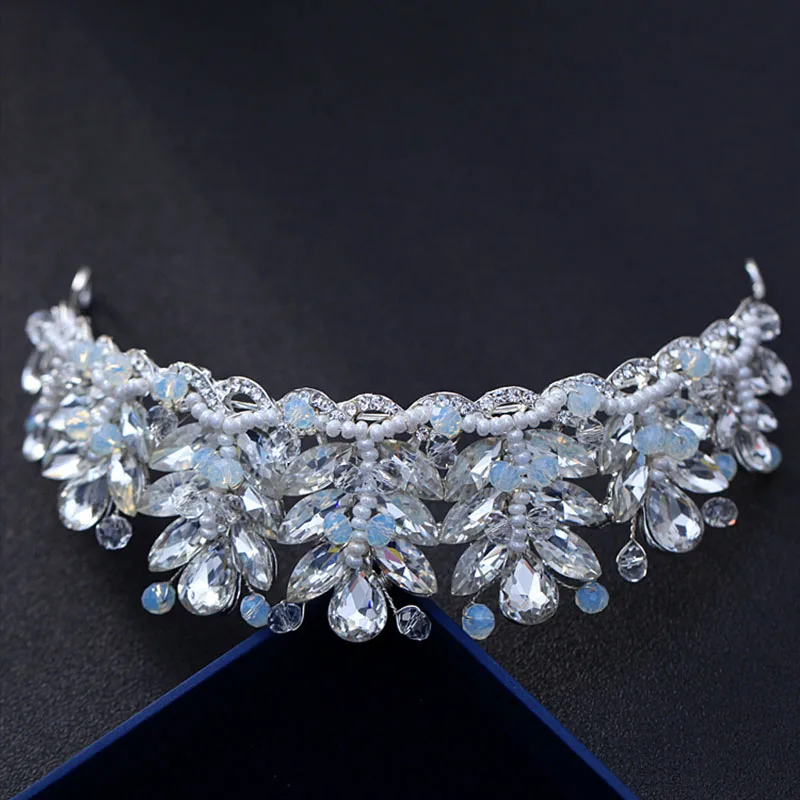 Роскошный Hand Made Хрустальные Бусины диадема невесты со стразами серебряные