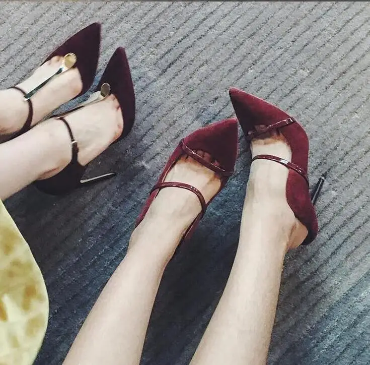 Мюли женские замшевые на высоком каблуке туфли без застежек заостренный носок