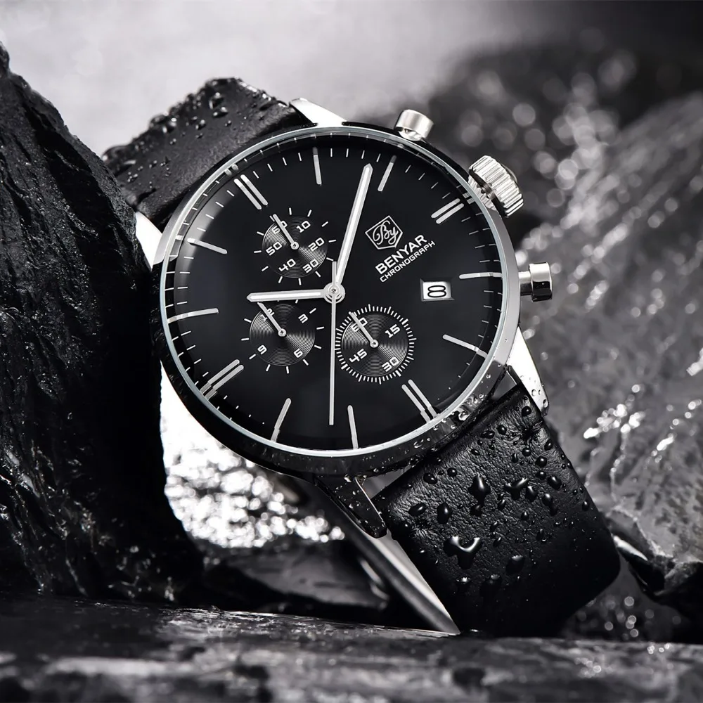 Reloj Hombre 2016 BENYAR моды кожаный ремешок Для мужчин часы лучший бренд класса люкс