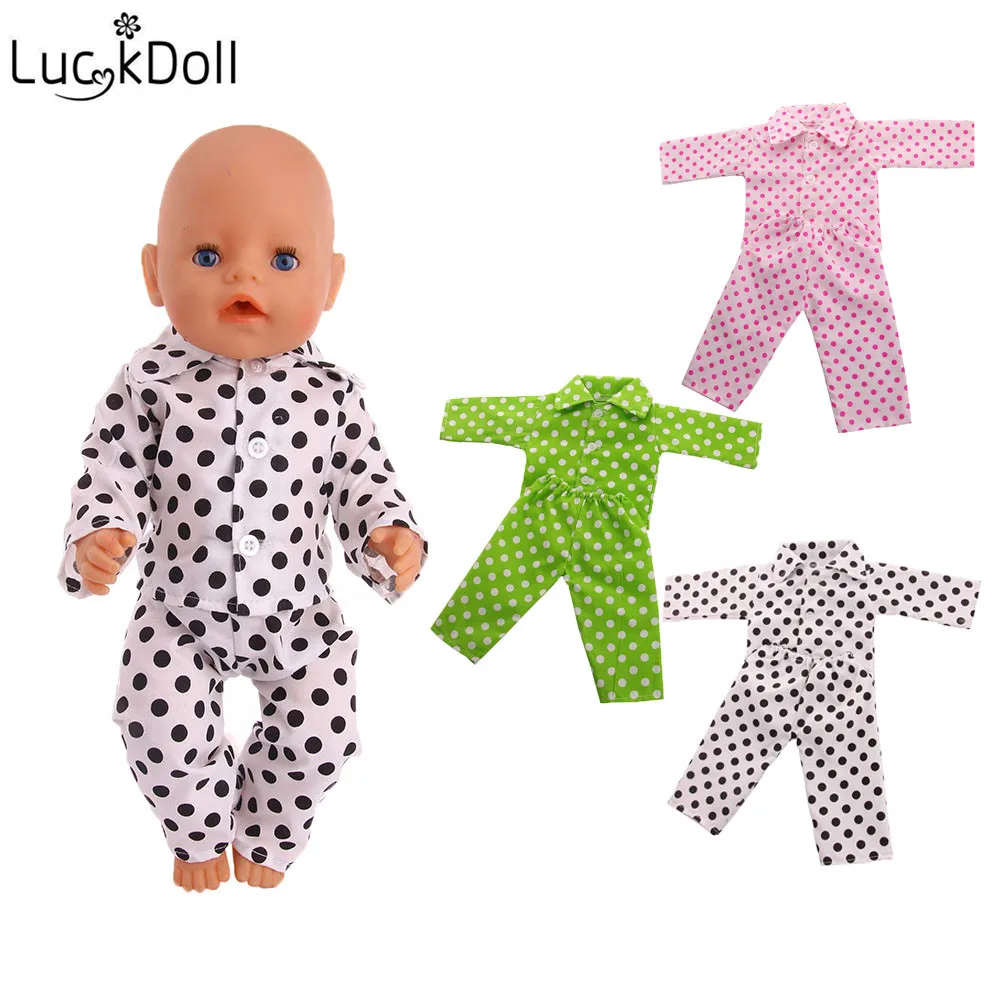 Luckdoll3 цвета кукольная пижама в горошек подходит для 18 дюймов американский и 43 см