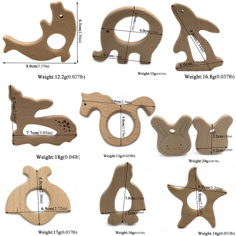 Деревянные игрушки прорезыватели из натурального дерева для младенцев