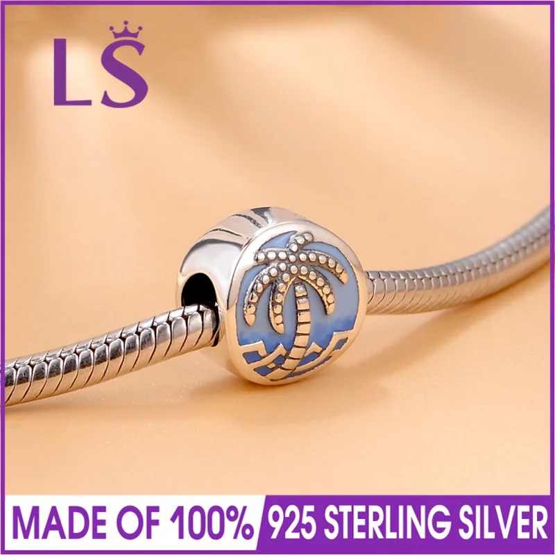 LS Real 925 Sterling Silver Summer Collection Beach Charm Beads Fit Original European Brand Bracelet Authentic DIY Jewelry Gift | Украшения