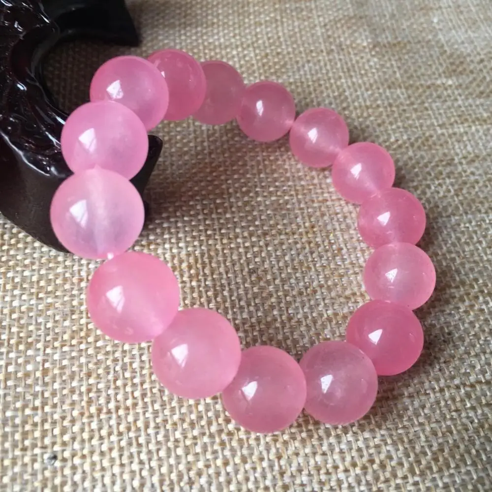 Браслет из натурального розового или зеленого цвета 12 мм|Плетеные браслеты| |