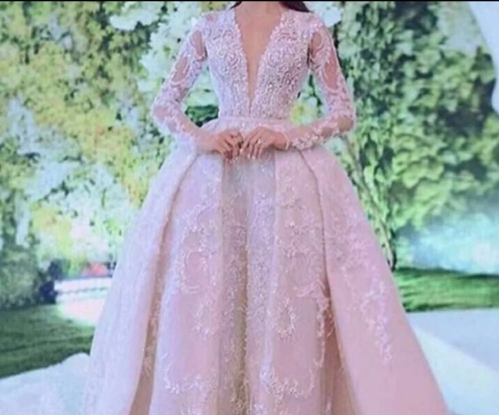 

Vestido De Noiva New Vintage Arab Lace Long Sleeve Muslim Wedding Dress Luxury Dubai Cathedral Ball Gown Wedding Dresses