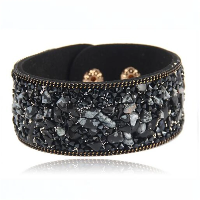 Женский кожаный браслет ZOSHI ювелирное изделие с цветными натуральными