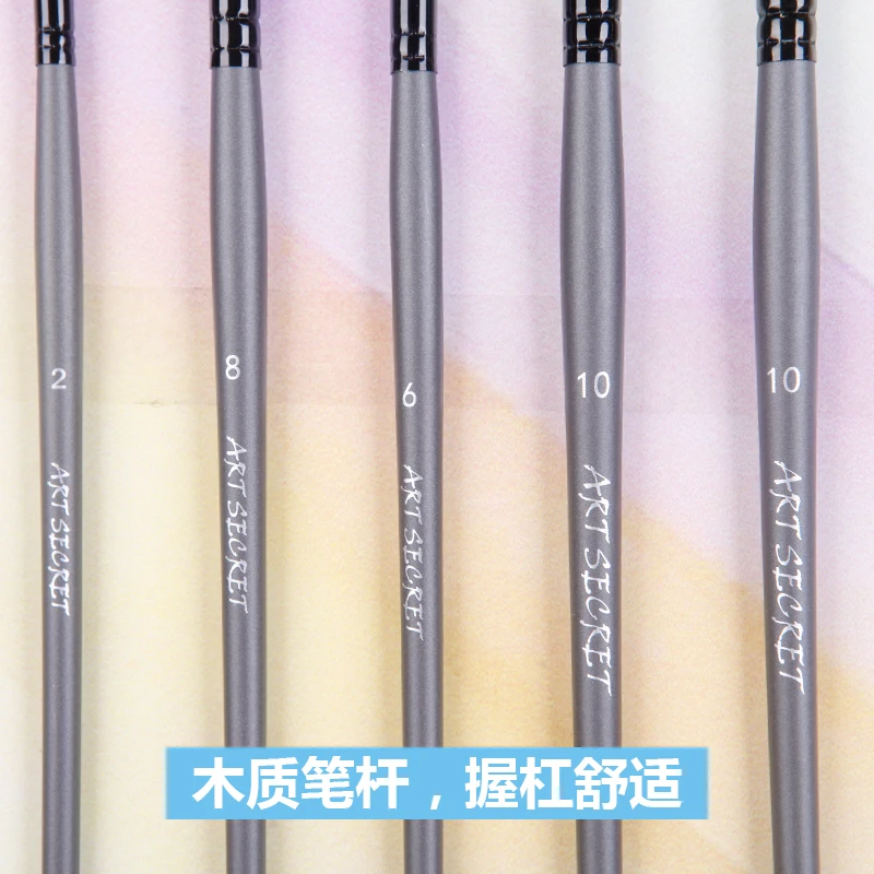 6-Piece Set Taklon Hair Watercolor Paint Brushes with Wooden Handles - Premium Korean Art Supplies image 6