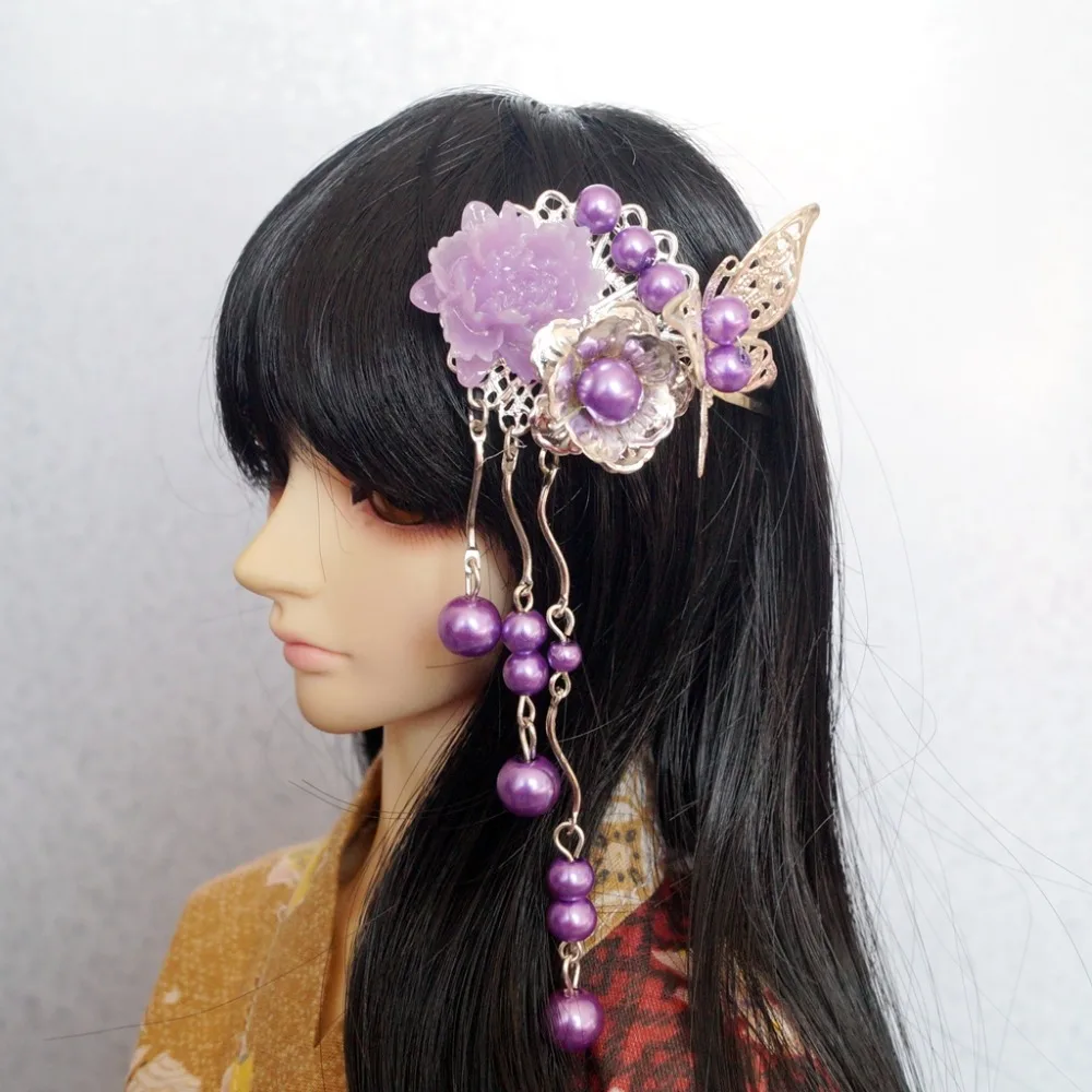BJD фиолетовая бабочка серебряная шпилька в китайском стиле OOAK для женщин 1/4 17 &quot1/3