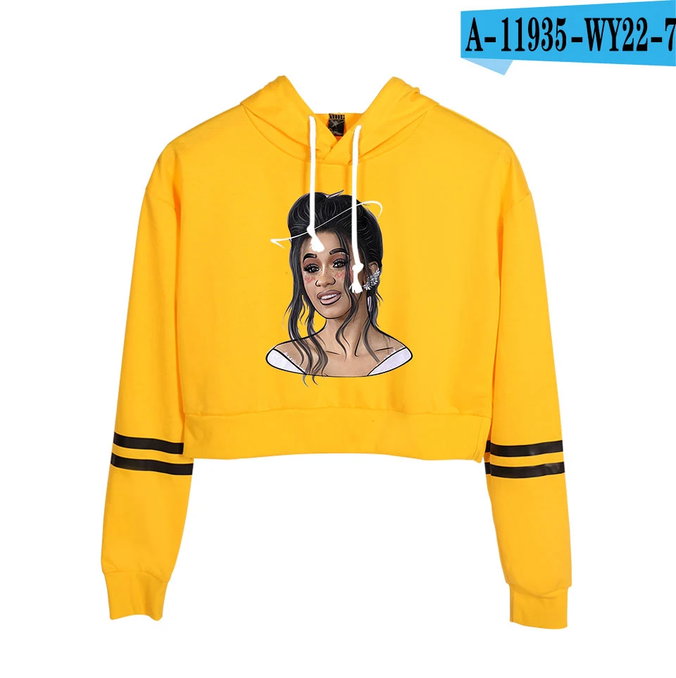 orange Список Cardi B укороченный топ толстовки для женщин Kpop хлопок Harajuku высокое качество Cardi B девушка оранжевый свитер с капюшоном - Цвет: orange