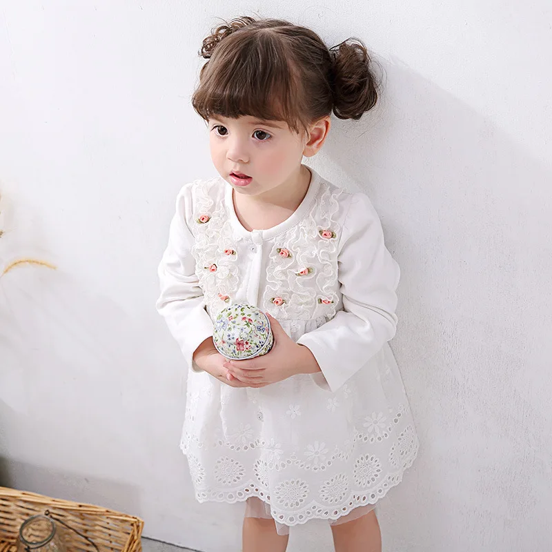 Одежда для маленьких девочек новинка 2017 весенний осенний кардиган куртка платье