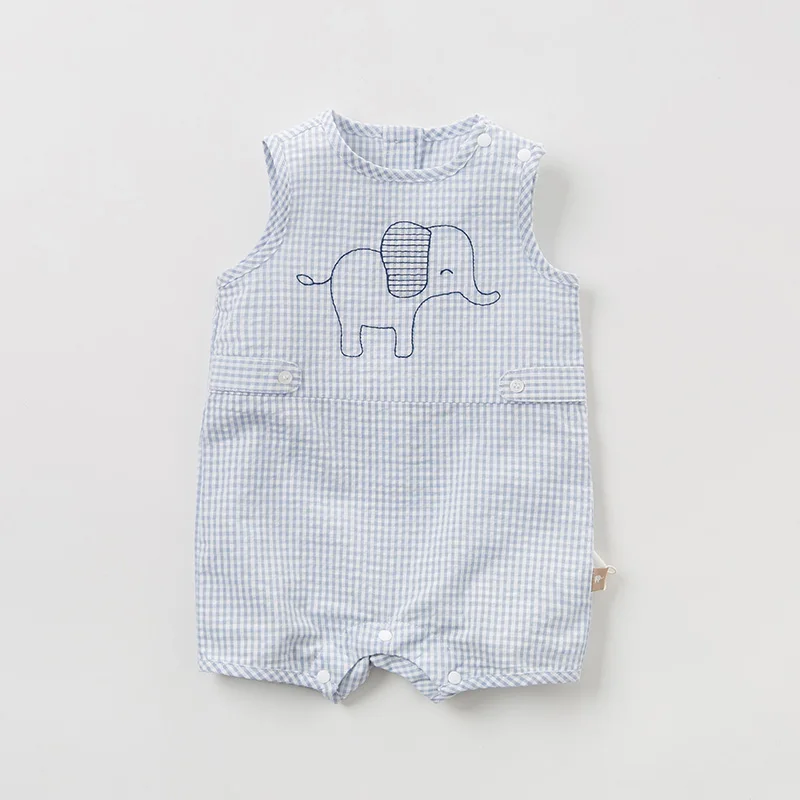 DBA9554 dave bella summer new born baby girls print sleeveless romper infant toddler jumpsuit children boutique 1 piece | Детская одежда