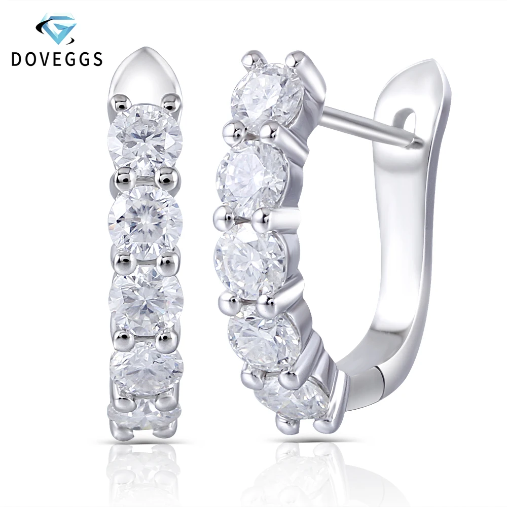 DovEggs, 14 к, 585, белые, золотистые серьги huggie для женщин, свадебный подарок, 1CTW, 3 мм, Муассанит, u-образные серьги-кольца