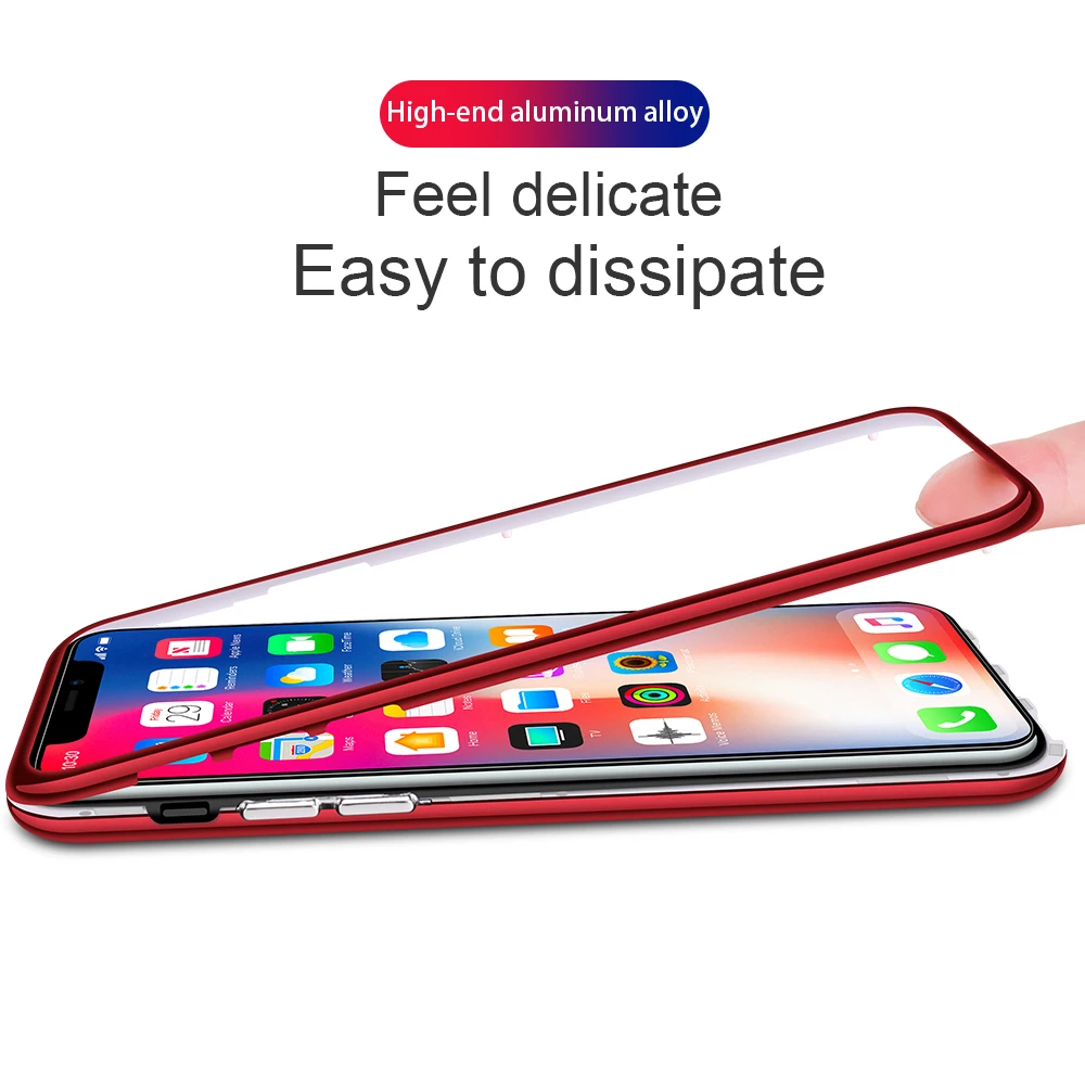 NYFundas 360 магнитный адсорбционный чехол для iPhone X XS 8 7 6 6S Plus закаленное стекло задняя