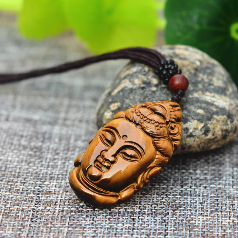 Кулон с натуральным желтым тигровым глазом ручной резной кулон из гуанина