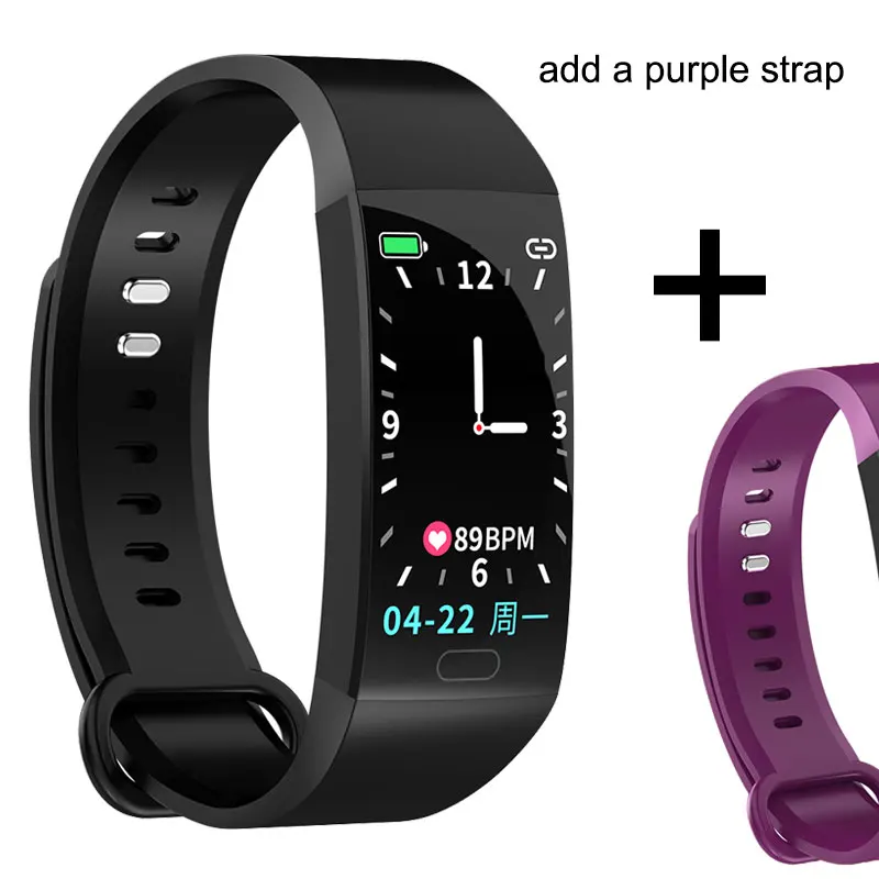 Add purple strap Умный браслет для мужчин и женщин измерения артериального давления для мужчин t влагостойкие умные часы с ремешком пульсометр фитнес-трекер Смарт-часы - Цвет: Add purple strap