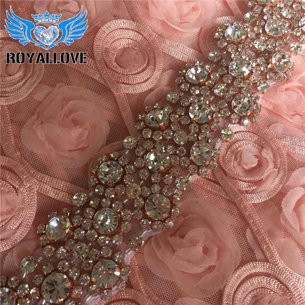 10 Yards Beaded Ornaments Lace Crystal Material Decorative Rose Gold Rhinestone Trimming for Wedding Clothing Sash DIY Trim | Дом и сад
